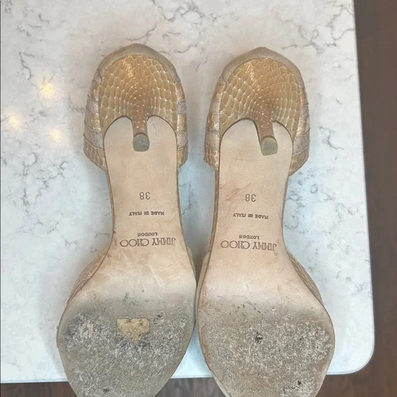 Jimmy Choo Nude Snakeskin Heels - Picture 3 of 8